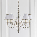 Tilburg Nickel 5 Light Chandelier With White Shades - Interiors 1900 63714