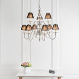 Tilburg Nickel 9 Light Chandelier With Black Shades - Interiors 1900 63719