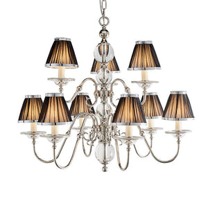 Tilburg Nickel 9 Light Chandelier With Black Shades - Interiors 1900 63719