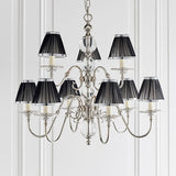 Tilburg Nickel 9 Light Chandelier With Black Shades - Interiors 1900 63719