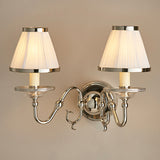 Tilburg Nickel Twin Wall Light With White Shades - Interiors 1900 63724