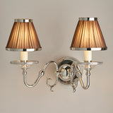 Tilburg Nickel Twin Wall Light With Chocolate Shades - Interiors 1900 63725