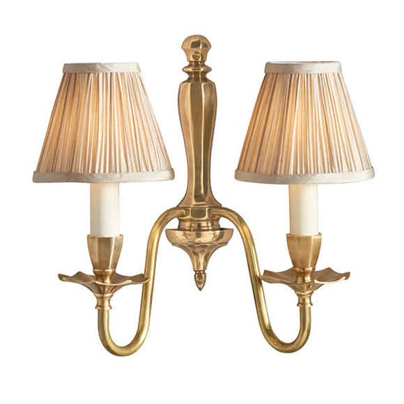 Asquith Solid Brass Twin Wall Light With Beige Shades - Interiors 1900 63793