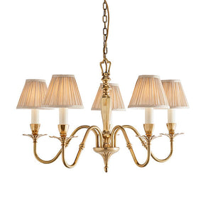 Asquith Solid Brass 5 Light Chandelier With Beige Shades - Interiors 1900 63794