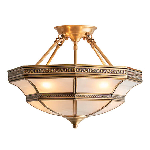 Balfour Antique Brass Semi-Flush Ceiling Light - Interiors 1900 SN02P47