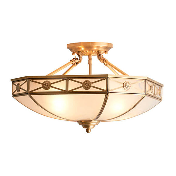 Bannerman Antique Brass Semi-Flush Ceiling Light - Interiors 1900 SN04P50