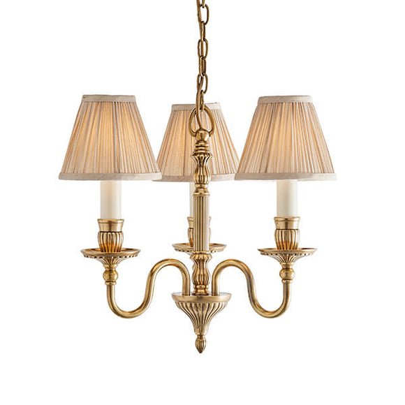 Fitzroy Solid Brass 3 Light Chandelier With Beige Shades - Interiors 1900 63816