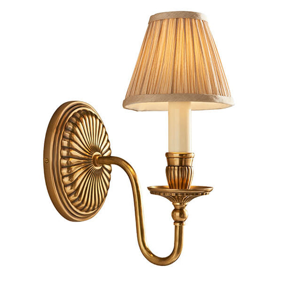 Fitzroy Solid Brass Single Wall Light With Beige Shade - Interiors 1900 63821