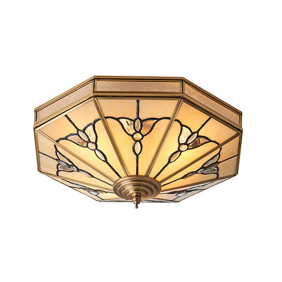 Gladstone Antique Brass Flush Ceiling Light - Interiors 1900 SN03FL46