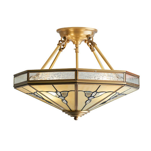 Gladstone Antique Brass Semi-Flush Ceiling Light - Interiors 1900 SN03P46