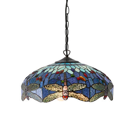 Dragonfly Blue Medium Tiffany Pendant - Interiors 1900 64080