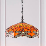 Dragonfly Flame Medium Tiffany Pendant  - Interiors 1900 64081
