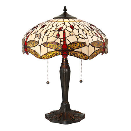 Dragonfly Beige Medium Tiffany Table Lamp  - Interiors 1900 64085