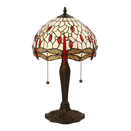 Dragonfly Beige Small Tiffany Table Lamp  - Interiors 1900 64086