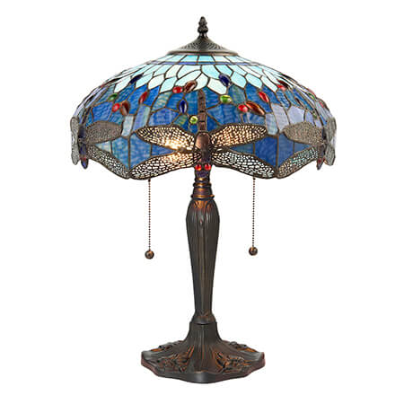 Dragonfly Blue Medium Tiffany Table Lamp - Interiors 1900 64089