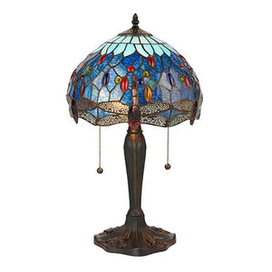 Dragonfly Blue Small Tiffany Table Lamp  - Interiors 1900 64090