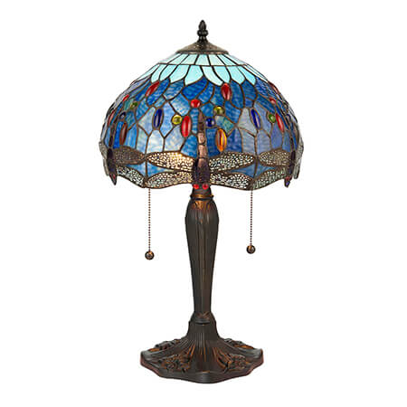 Dragonfly Blue Small Tiffany Table Lamp  - Interiors 1900 64090