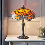 Dragonfly Flame Medium Tiffany Table Lamp  - Interiors 1900 64093