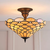 Pearl Medium Semi-Flush Tiffany Ceiling Light - Interiors 1900 64300