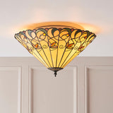 Jamelia Medium Flush Tiffany Ceiling Light - Interiors 1900 70704