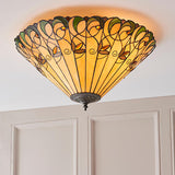 Jamelia Large Flush Tiffany Ceiling Light - Interiors 1900 70706