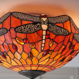 Dragonfly Flame Medium Flush Tiffany Ceiling Light - Interiors 1900 70721