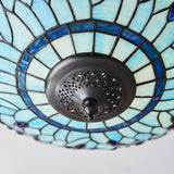 Dragonfly Blue Medium Flush Tiffany Ceiling Light  - Interiors 1900 70722