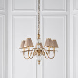 Tilburg Antique Brass 5 Light Chandelier With Beige Shades - Interiors 1900 70819