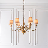 Chamberlain Solid Brass 6 Light Chandelier With Marble Shades - Interiors 1900 74452