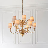Chamberlain Solid Brass 12 Light Chandelier With Marble Shades - Interiors 1900 74453