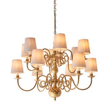 Chamberlain Solid Brass 12 Light Chandelier With Marble Shades - Interiors 1900 74453